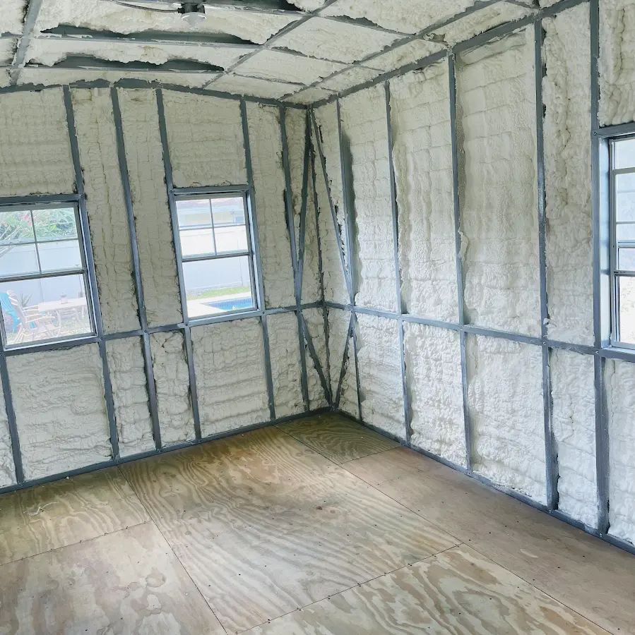 Closed-cell spray foam insulation applied to wall cavities in a residential project in Hockinson